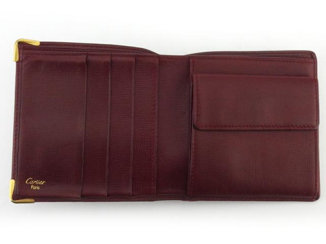 カルティエ CARTIER 二つ折り財布マストライン ボルドー ゴールド レディース 中古_4