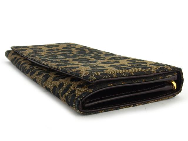 フェンディ FENDI 長財布レオパード ヒョウ ベージュ ブラック ゴールド レディース 中古_3