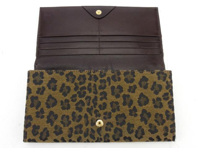 フェンディ FENDI 長財布レオパード ヒョウ ベージュ ブラック ゴールド レディース 中古_4