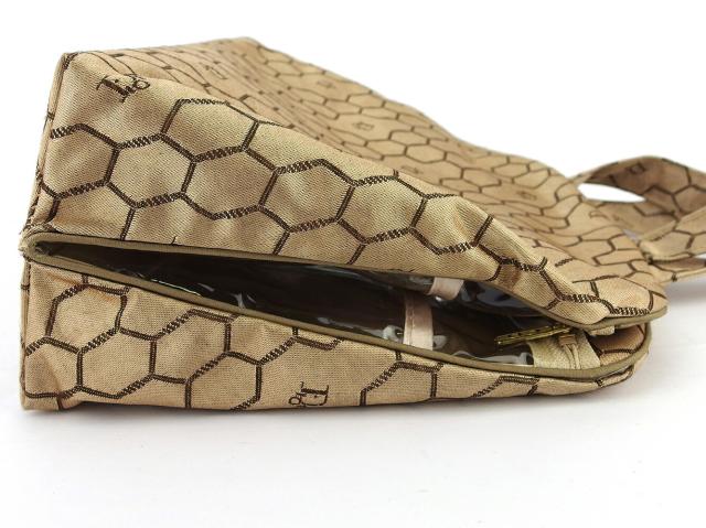 【30％OFF★週末タイムセール】ディオール Dior ハンドバッグハニカム柄 オールドディオール ベージュ ブラウン ゴールド レディース 中古_6