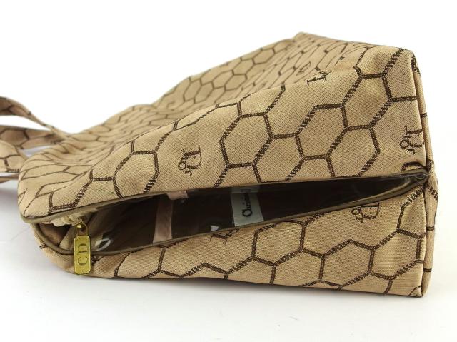【30％OFF★週末タイムセール】ディオール Dior ハンドバッグハニカム柄 オールドディオール ベージュ ブラウン ゴールド レディース 中古_7