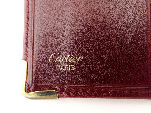 カルティエ CARTIER 二つ折り財布マストライン ボルドー ゴールド レディース 中古_8