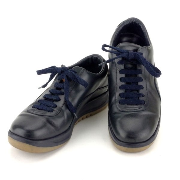 【X'masセール★30%OFF】ルイ・ヴィトン LOUIS VUITTON スニーカーローカット ♯37ハーフ ネイビー ベージュ レディース 中古