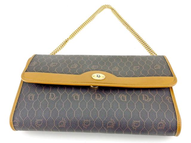 ディオール Dior ショルダーバッグロゴ柄 オールドディオール ブラック ブラウン ベージュ ゴールド レディース 中古_2