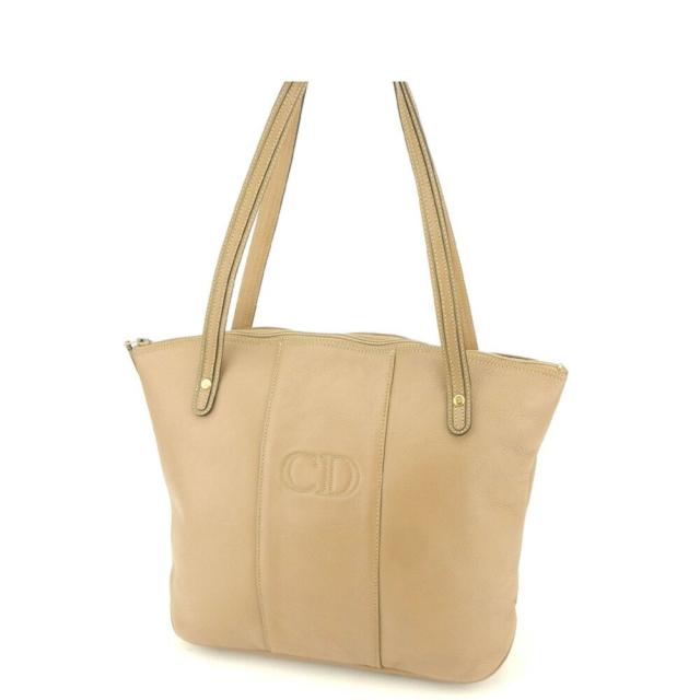 【BIGお買い物ラリー★30%OFFセール中】ディオール Dior トートバッグCDステッチ ベージュ ゴールド レディース 中古