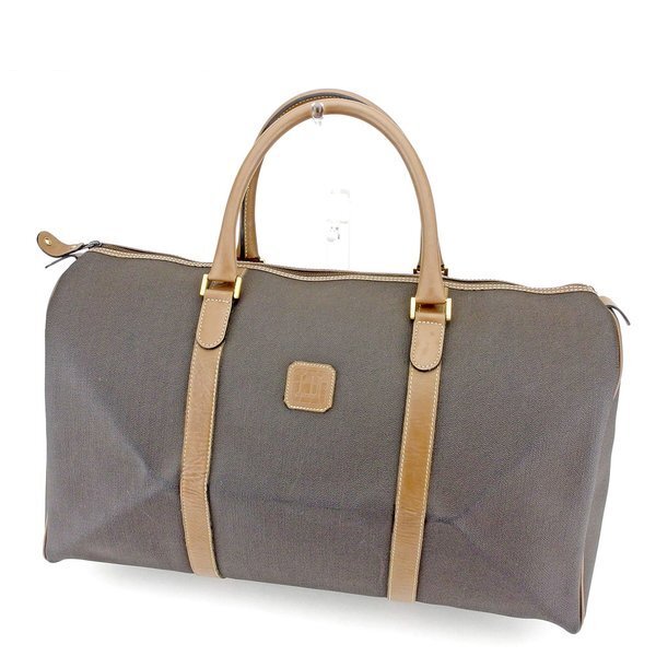 【BIGお買い物ラリー★30%OFFセール中】ダンヒル Dunhill ボストンバッグヘリンボーン ブラック ブラウン ゴールド レディース 中古