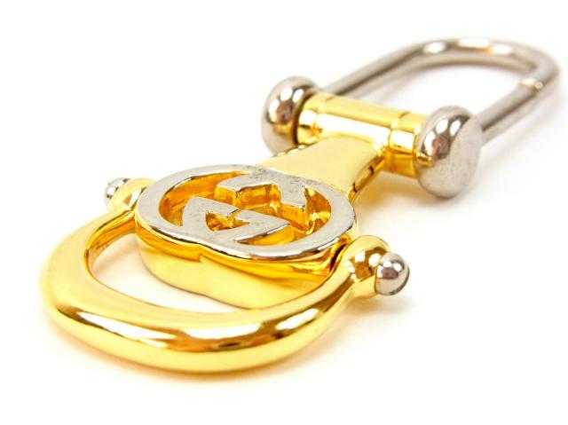 グッチ GUCCI キーホルダーインターロッキング シルバー ゴールド
