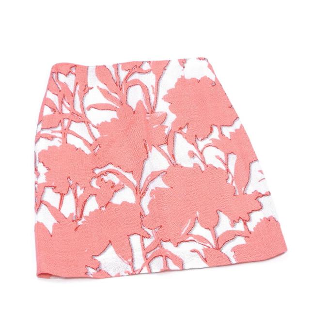 【BIGお買い物ラリー★30%OFFセール中】ミュウミュウ MIUMIU スカートフラワー 花柄 ♯36サイズ ピンク ホワイト 白 グレー 灰色 レディース 中古