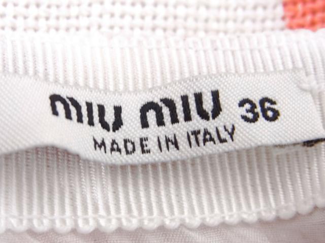 【GWタイムセール】ミュウミュウ MIUMIU スカートフラワー 花柄 ♯36サイズ ピンク ホワイト 白 グレー 灰色 レディース 中古_5