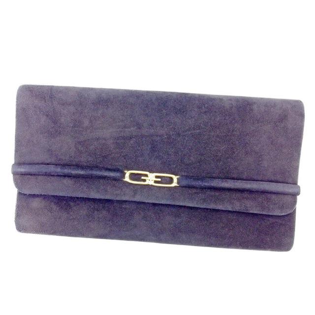 【BIGお買い物ラリー★30%OFFセール中】グッチ GUCCI クラッチバッグダブルG オールドグッチ ネイビー ゴールド レディース 中古