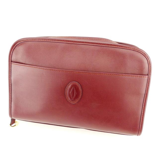 【BIGお買い物ラリー★30%OFFセール中】カルティエ CARTIER クラッチバッグマストライン ボルドー ゴールド レディース 中古