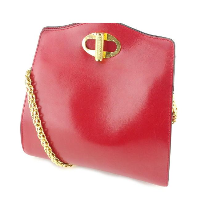 【BIGお買い物ラリー★30%OFFセール中】ダンヒル Dunhill ショルダーバッグチェーンショルダー レッド ゴールド レディース 中古