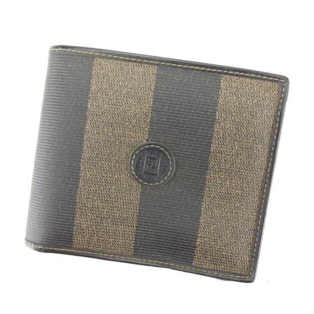 【X'masセール★30%OFF】フェンディ FENDI 二つ折り財布ペカン ブラック ベージュ レディース 中古
