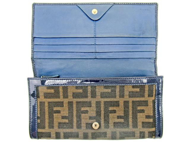 フェンディ FENDI 長財布ズッカ ネイビー ブラウン ブラック レディース 中古_4