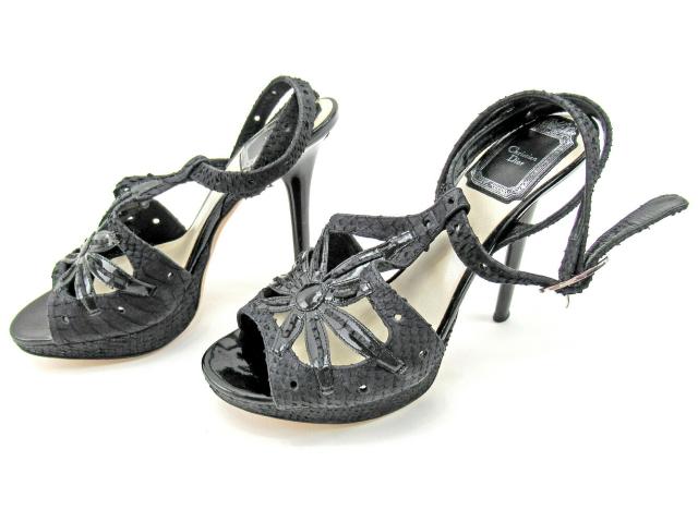 【30％OFF★週末タイムセール】ディオール Dior サンダルクロコダイル型押し ブラック レディース 中古_5