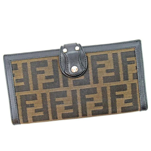 【BIGお買い物ラリー★30%OFFセール中】フェンディ FENDI 長財布ズッカ ブラック ベージュ レディース 中古
