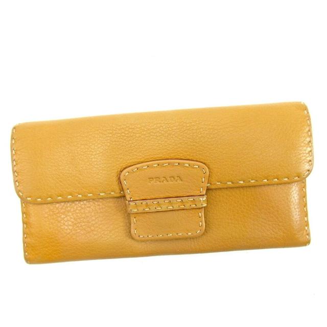 【BIGお買い物ラリー★30%OFFセール中】プラダ PRADA 長財布 ベージュ レディース 中古