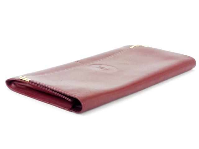 【30％OFF★土日ひと休み大売り出し】カルティエ CARTIER クラッチバッグマストライン ボルドーワイン ゴールド レディース 中古