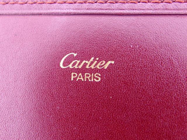 【30％OFF★土日ひと休み大売り出し】カルティエ CARTIER クラッチバッグマストライン ボルドーワイン ゴールド レディース 中古
