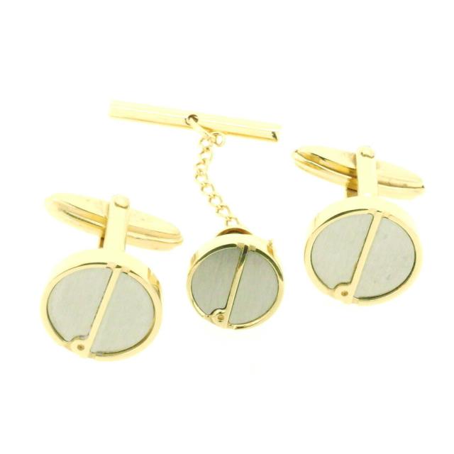 【BIGお買い物ラリー★30%OFFセール中】ダンヒル Dunhill カフス2アイテムセット dマーク ラウンドフォルム ゴールド シルバー レディース 中古