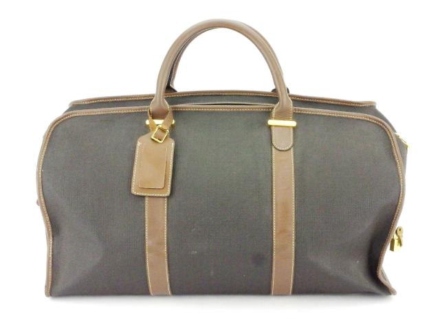 【30％OFF★週末タイムセール】ダンヒル Dunhill ボストンバッグヘリンボーン ブラック ブラウン ゴールド レディース 中古_1
