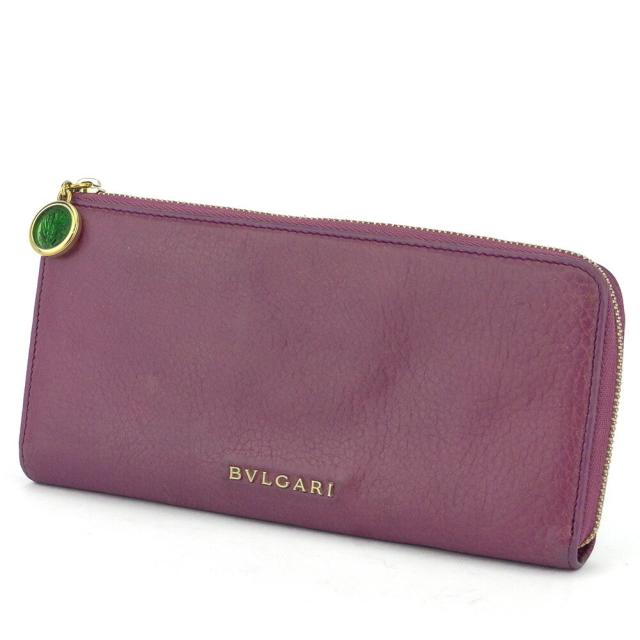 【BIGお買い物ラリー★30%OFFセール中】ブルガリ BVLGARI 長財布モネーテ パープル ゴールド グリーン レディース 中古