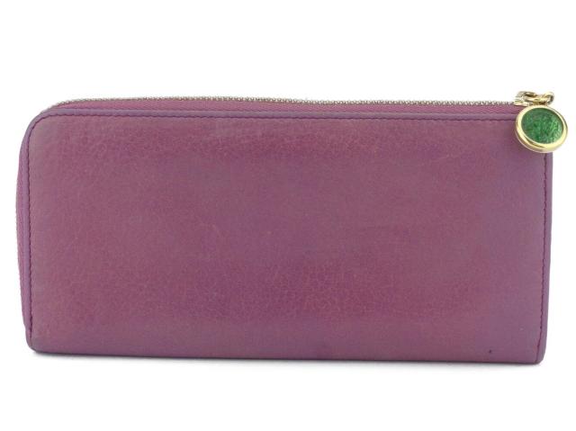 【30％OFF★週末タイムSALE】ブルガリ BVLGARI 長財布モネーテ パープル ゴールド グリーン レディース 中古_1