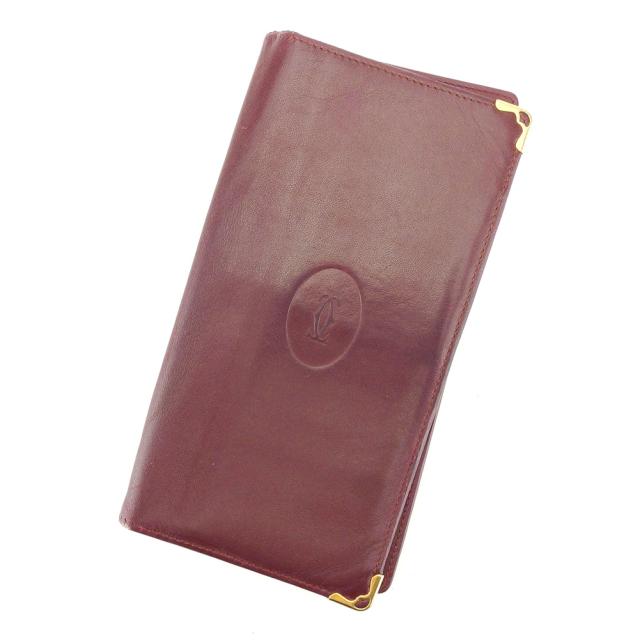 【BIGお買い物ラリー★30%OFFセール中】カルティエ CARTIER 札入れマストライン ボルドー ゴールド レディース 中古