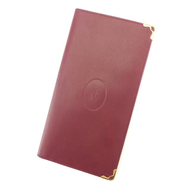 【X'masセール★30%OFF】カルティエ CARTIER 札入れマストライン ボルドー ゴールド レディース 中古