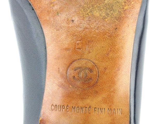 【30％OFF★週末タイムセール】シャネル CHANEL パンプスバイカラー ♯35ハーフEF ラウンドトゥ ネイビー ホワイト 白 レディース 中古_9