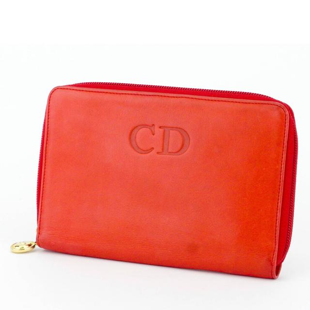 【BIGお買い物ラリー★30%OFFセール中】ディオール Dior 長財布CDマーク トラベルウォレット レッド ゴールド レディース 中古