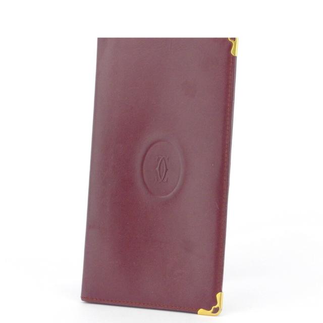 【BIGお買い物ラリー★30%OFFセール中】カルティエ CARTIER 札入れマストライン ボルドー ゴールド レディース 中古