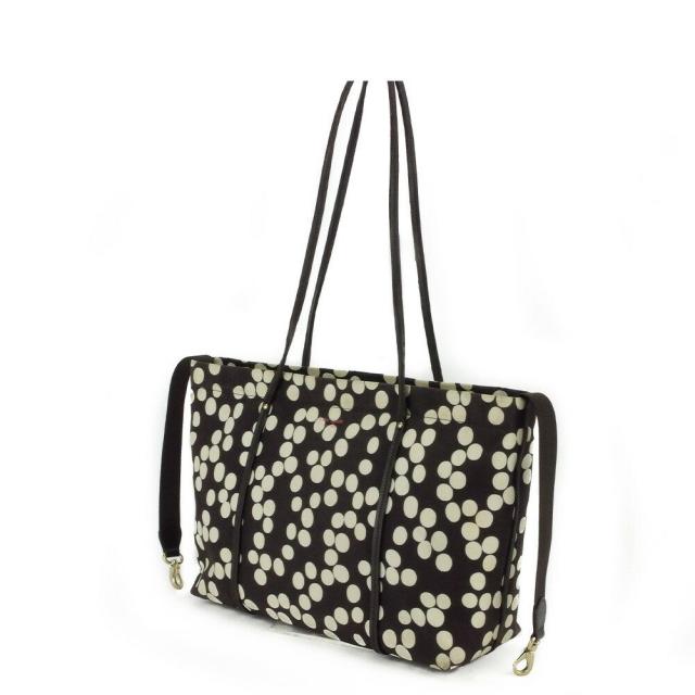 【BIGお買い物ラリー★30%OFFセール中】ケイトスペード Kate Spade トートバッグドット 水玉 ブラウン ホワイト 白 ゴールド レディース 中古