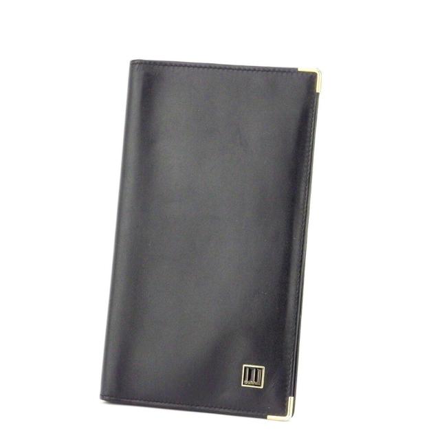 【BIGお買い物ラリー★30%OFFセール中】ダンヒル Dunhill 札入れロゴプレート ブラック ゴールド レディース 中古