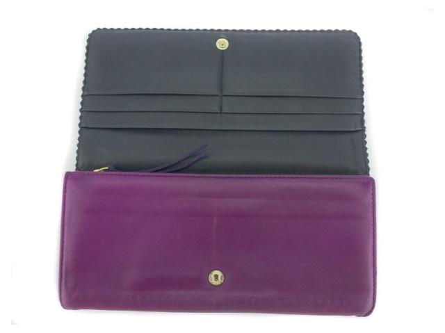【30％OFF★週末タイムセール】ロエベ LOEWE 長財布アナグラム パープル ゴールド レディース 中古_4