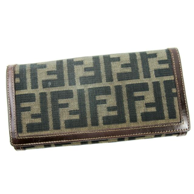 【BIGお買い物ラリー★30%OFFセール中】フェンディ FENDI 長財布ズッカ ベージュ ブラウン ブラック レディース 中古