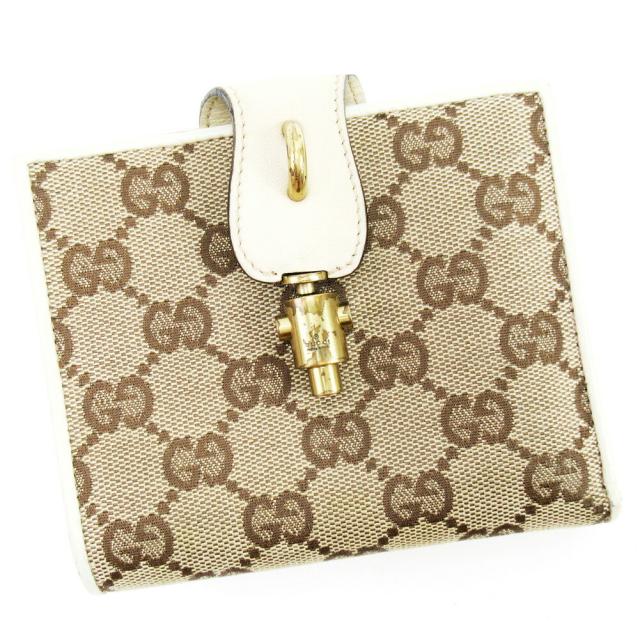 【BIGお買い物ラリー★30%OFFセール中】グッチ GUCCI 二つ折り財布GG柄 ベージュ レディース 中古