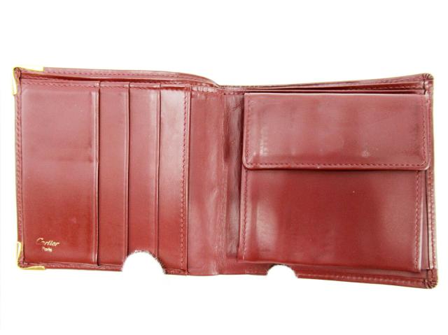 カルティエ CARTIER 二つ折り財布 マストライン ボルドー