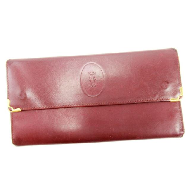 【BIGお買い物ラリー★30%OFFセール中】カルティエ CARTIER 二つ折り財布マストライン ボルドー レディース 中古