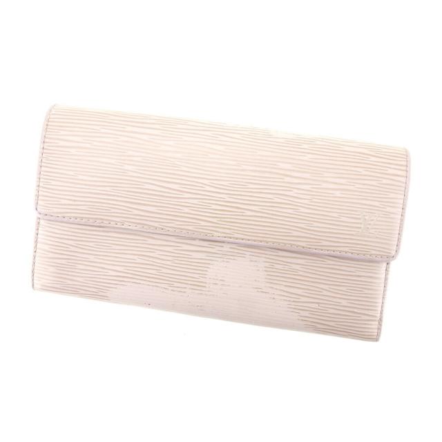 【BIGお買い物ラリー★30%OFFセール中】ルイ・ヴィトン LOUIS VUITTON 長財布エピ ポシェットポルトモネクレディ パープル グレー 灰色 シルバー レディース 中古