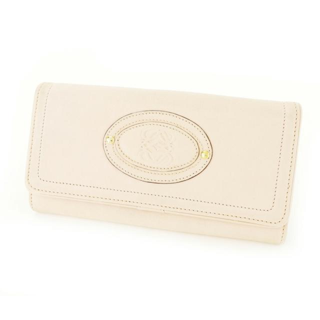 【BIGお買い物ラリー★30%OFFセール中】ロエベ LOEWE 長財布アナグラム ピンク ゴールド レディース 中古