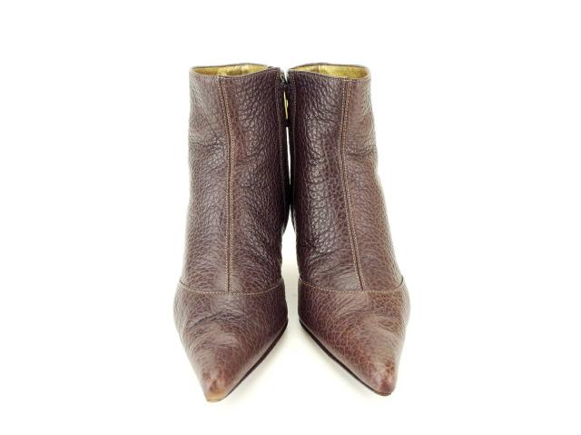 ドルチェアンドガッバーナ DOLCE&amp;GABBANA ブーツショート ♯35 ドルガバ ポインテッドトゥ ブラウン ゴールド レディース 中古_1