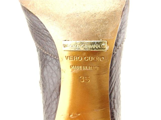 ドルチェアンドガッバーナ DOLCE&amp;GABBANA ブーツショート ♯35 ドルガバ ポインテッドトゥ ブラウン ゴールド レディース 中古_7