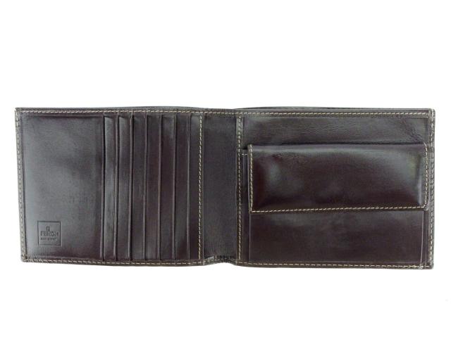 フェンディ FENDI 二つ折り財布ズッキーノ ベージュ ブラウン レディース 中古_4
