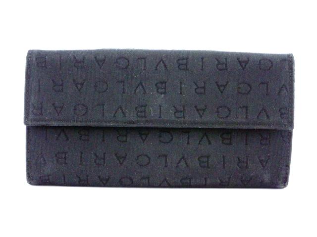 ブルガリ BVLGARI 長財布ロゴマニア ブラック シルバー レディース 中古_1