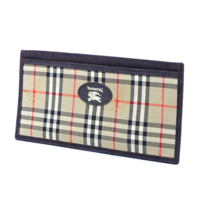 【BIGお買い物ラリー★30%OFFセール中】バーバリー BURBERRY 札入れチェック ベージュ ブラウン系 レディース 中古