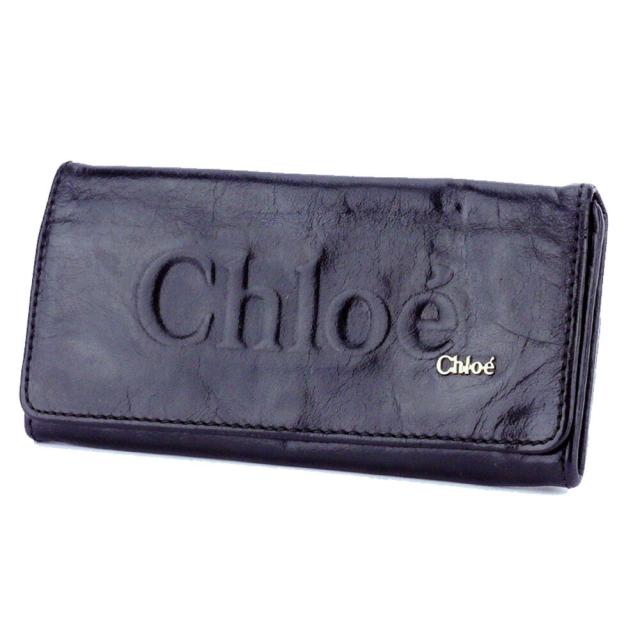 【BIGお買い物ラリー★30%OFFセール中】クロエ Chloe 長財布シャドウ ブラック ゴールド レディース 中古