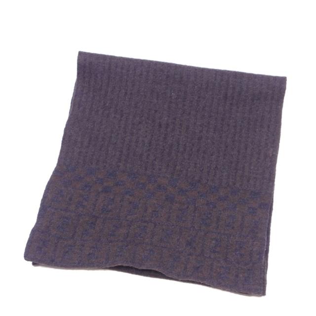 FENDI マフラー ズッカ柄 グレー✖️ダークブラウン フェンディ FENDI マフラーズッカ×ペカン ストライプ グレー 灰色