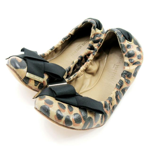 【BIGお買い物ラリー★30%OFFセール中】ルイ・ヴィトン LOUIS VUITTON パンプスレオパード柄 ＃M ベージュ ブラック レディース 中古