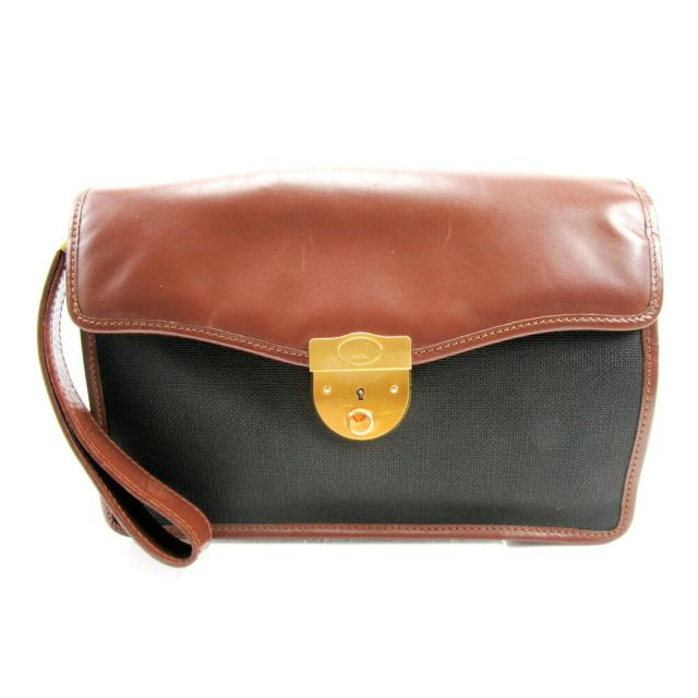 【BIGお買い物ラリー★30%OFFセール中】ダンヒル Dunhill クラッチバッグ ブラウン ブラック レディース 中古